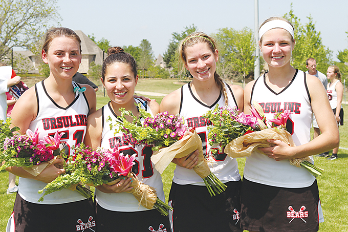 Ursuline Academy seniors named to the Texas Girls High School Lacrosse League All-State Team included, from left, Mary Kate Nawalaniec, Emily Garden, Jennifer Blum, and Emily Merkel (Courtesy Photo)