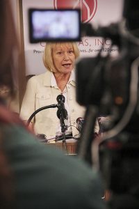 Vanna Slaughter, director of Immigration and Legal Services at Catholic Charities Dallas, talks to members of the media about the ramifications of President Obama's executive action  and what it means for the nonprofit moving forward Nov. 21 during a press conference.