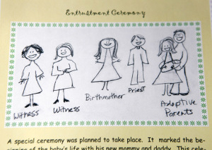 A drawing and short story of the entrustment ceremony for the adoption of Jacob Vargo, photographed at their home on Nov. 15 in Plano. The drawing is part of book created by mother Sabina Vargo to show the adoption process to their young family members who might not understand adoption. (BEN TORRES/Special Contributor)