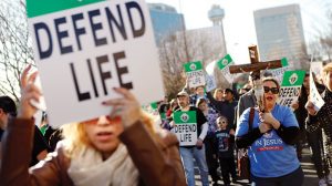 Pro-life supporters march through downtown Dallas during the North Texas March for Life Jan. 17.  (BEN TORRES/Special Contributor)
