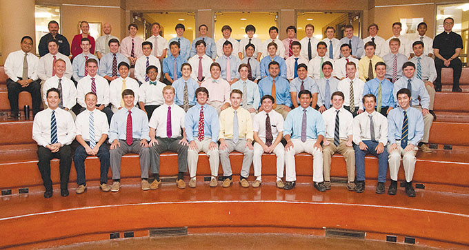 Members of the Jesuit College Preparatory School campus ministry, faculty and staff participate in the school’s pro-life efforts. (JENNA TETER/The Texas Catholic)