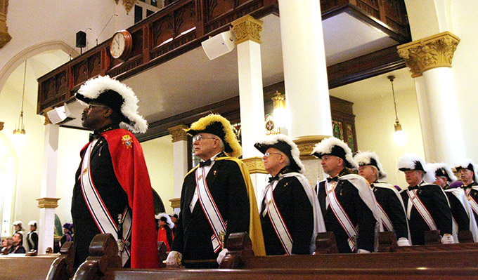 Members of the Knights of Columbus during the annual Dallas Diocesan Knights of Columbus Corporate Communion Mass in March 2011 at the Cathedral Shrine of the Virgin of Guadalupe in downtown Dallas. (BEN TORRES/Special Contributor)