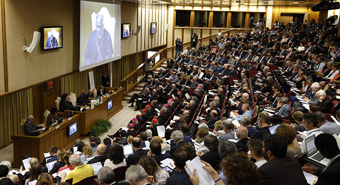 Cardinal Peter Turkson, president of the Pontifical Council for Justice and Peace, speaks during a news conference to present Pope Francis' encyclical on the environment at the Vatican June 18. The encyclical is titled, "Laudato Si', on Care for Our Common Home." (CNS photo/Paul Haring)