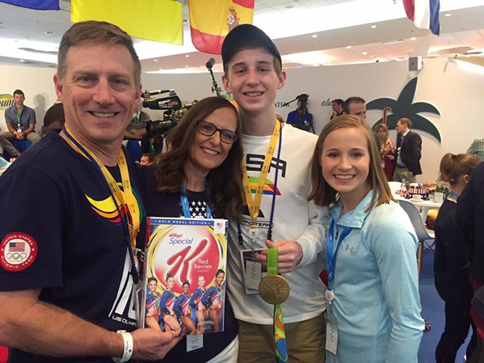 Madison Kocian, far right, with her parents, Thomas and Cindy, and brother Ty in Rio de Janiero. Kocian won