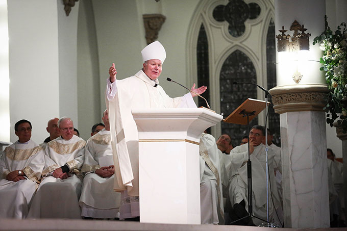 Bishop Edward J. Burns becomes the eighth bishop of the Catholic Diocese of Dallas on Feb. 9 at the Cathedral Shrine of the Virgin of Guadalupe. (KEVIN BARTRAM/Special Contributor)