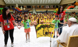Pope visits summer camp for kids of Vatican employees
