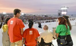 'Rise up' to pursue joy, even when you're tired, pope says at WYD vigil